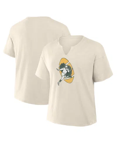 Fanatics Women's Cream Green Bay Packers Trick Play Slub Boxy T-shirt In White