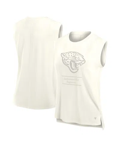 Fanatics Women's Cream Jacksonville Jaguars Studio Embrace Tank Top In White