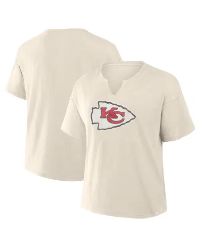 Fanatics Women's Cream Kansas City Chiefs Slub V-neck T-shirt
