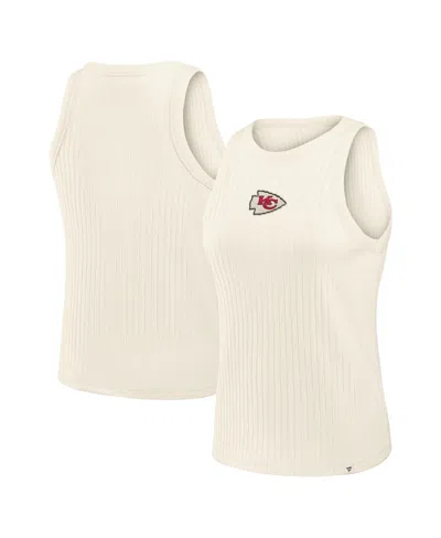 Fanatics Women's Cream Kansas City Chiefs Star Play Tri-blend Ribbedâ Tank Top In Neutral