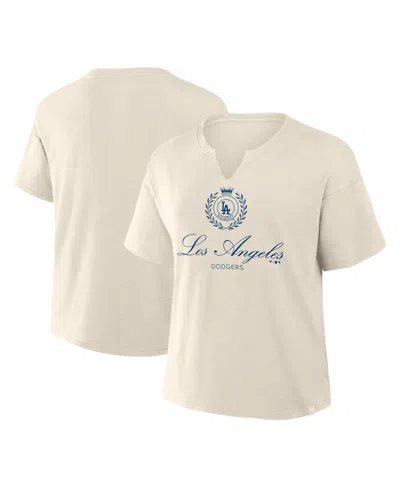 Fanatics Women's Cream Los Angeles Dodgers Legacy Stadium Slub Notch Neck T-shirt In Neutral