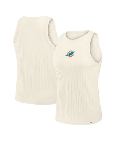 Fanatics Women's Cream Miami Dolphins Star Play Tri-blend Ribbedâ Tank Top In Neutral