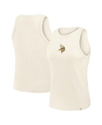 Fanatics Women's Cream Minnesota Vikings Star Play Tri-blend Ribbedâ Tank Top In White
