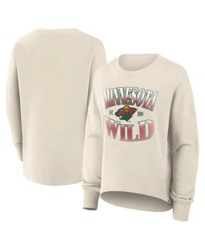 Fanatics Women's Cream Minnesota Wild Oversized Slice Pullover Sweatshirt In Neutral