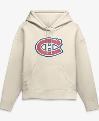 Fanatics Women's Cream Montreal Canadiens Elevated Distressed Logo Hoodie In White