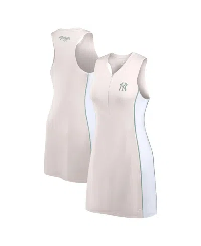 Fanatics Women's Cream New York Yankees Studio Boost Athletic Half-zip Dress In Neutral
