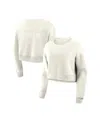 Fanatics Women's Cream New York Yankees Studio Cropped Pullover Sweatshirt In Cream