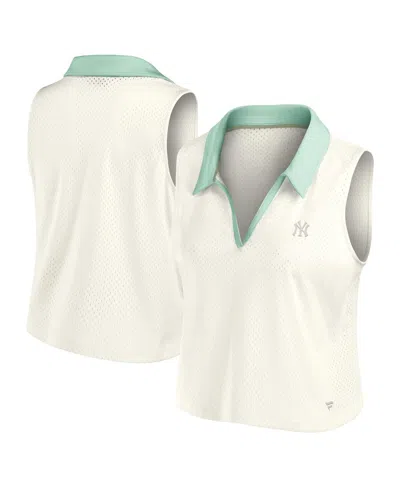 Fanatics Women's Cream New York Yankees Studio Wellness V-neck Tank Top In White