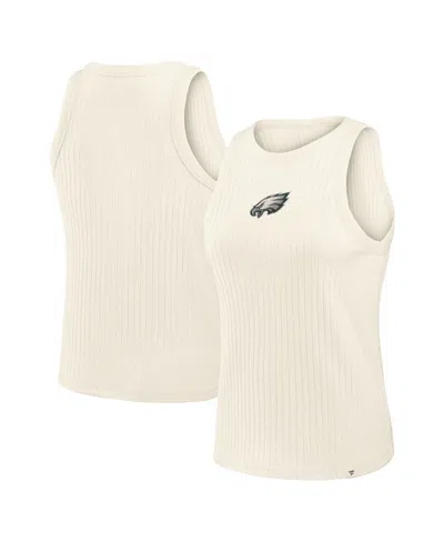 Fanatics Women's Cream Philadelphia Eagles Star Play Tri-blend Ribbedâ Tank Top In White