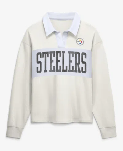 Fanatics Women's Cream Pittsburgh Steelers Heritage Play Action Rugbylong Sleeves Polo Shirt