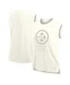 Fanatics Women's Cream Pittsburgh Steelers Studio Embrace Tank Top In White