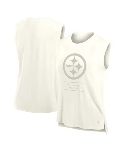 Fanatics Women's Cream Pittsburgh Steelers Studio Embrace Tank Top In White
