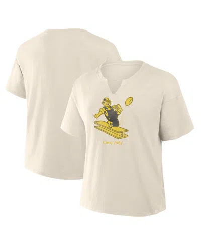 Fanatics Women's Cream Pittsburgh Steelers Trick Play Slub Boxy T-shirt In White