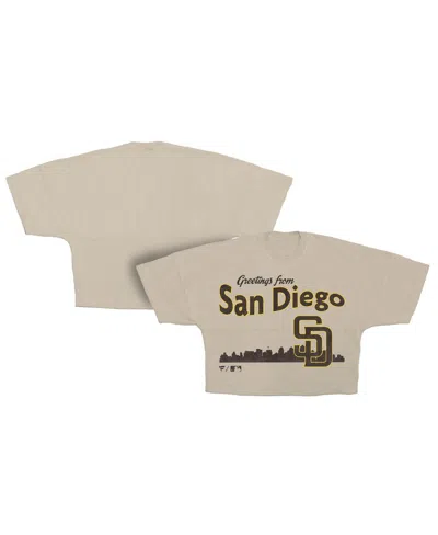 Fanatics Women's Cream San Diego Padres Skyline Crop T-shirt In Neutral
