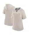 Fanatics Women's Cream Seattle Kraken Authentic Pro Road Short Sleeve V-neck Pullover Hoodie In Neutral