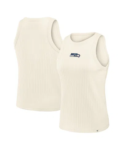 Fanatics Women's Cream Seattle Seahawks Star Play Tri-blend Ribbedâ Tank Top In Neutral