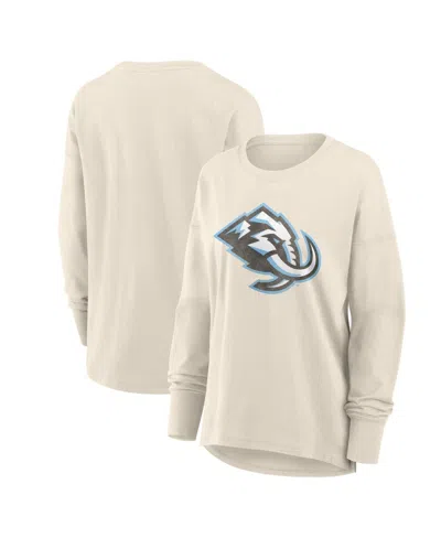 Fanatics Women's Cream Utah Mammoth Distressed Logo Long Sleeve T-shirt In White