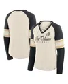 Fanatics Women's Cream/black New Orleans Saints Hometown Gridiron Hero Raglan Lace-up V-neck Long Sleeve T-sh In Multi