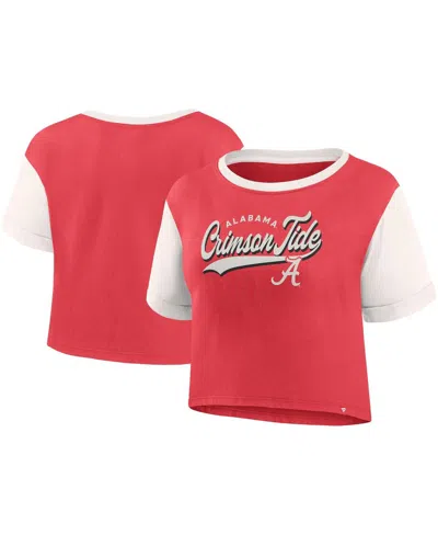 Fanatics Women's Crimson Alabama Crimson Tide Color-block Script Tail T-shirt In Red