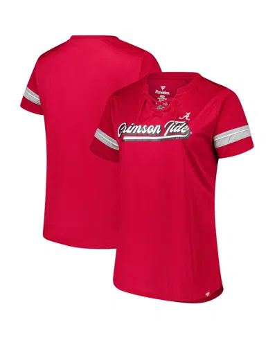 Fanatics Women's Crimson Alabama Crimson Tide Plus Size Overtime Readiness Lace-up T-shirt In Red