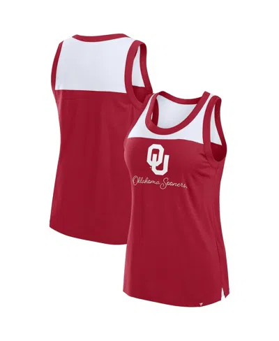 Fanatics Women's Crimson Oklahoma Sooners Crosley Colorblock Tank Top In Crimson,white
