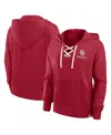 Fanatics Women's Crimson Oklahoma Sooners Heritage Original Script Lace-up Pullover Hoodie In Red
