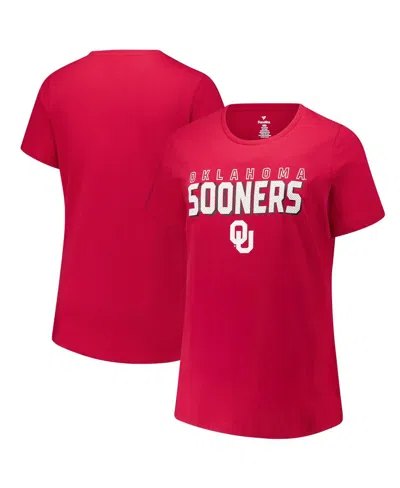 Fanatics Women's Crimson Oklahoma Sooners Plus Size Lean Scoop Neck T-shirt In Red