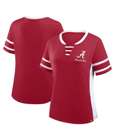 Fanatics Women's Crimson/white Alabama Crimson Tide Be Fearless Athena Lace-up T-shirt In Red