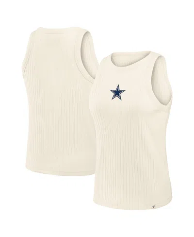Fanatics Women's Dallas Cowboys Star Play Ribbed Slim-fit Tank Top In Cream