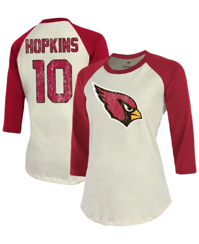 Fanatics Women's Deandre Hopkins Cream, Cardinal Arizona Cardinals Player Raglan Name Number 3/4 Sleeve T-shi In Cream,cardinal