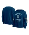 Fanatics Women's Deep Sea Blue Seattle Kraken Go Team Pullover Sweatshirt In Navy