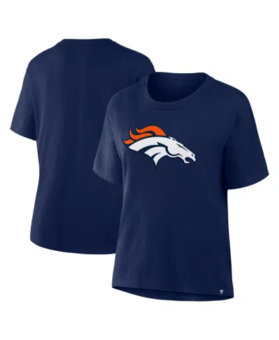 Fanatics Women's Denver Broncos Essential Legacy Screen Print Relaxed-fit Crewneck T-shirt In Blue