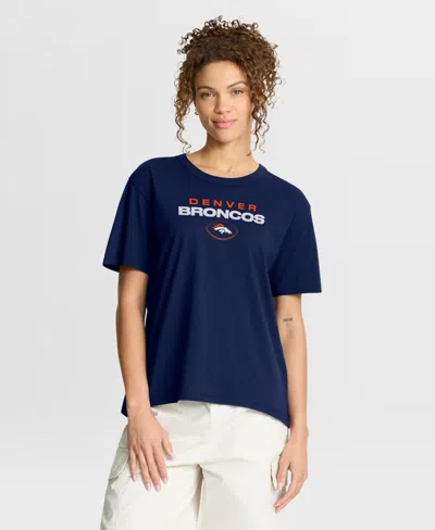 Fanatics Women's Denver Broncos Fade Legacy Relaxed-fit Crewneck T-shirt In Navy