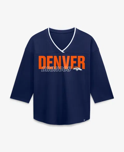Fanatics Women's Denver Broncos Team First Deceptive Juke 3/4-sleeve V-neck T-shirt In Blue