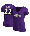 Fanatics Women's Derrick Henry Purple Baltimore Ravens Plus Size Name Number V-neck T-shirt In Purple