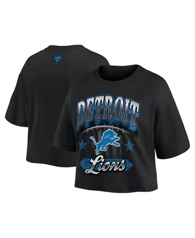 Fanatics Women's Detroit Lions Americana Cropped T-shirt In Black