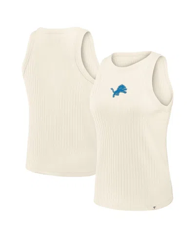 Fanatics Women's Detroit Lions Star Play Tri-blend Ribbed Sleeveless Tank Top In White