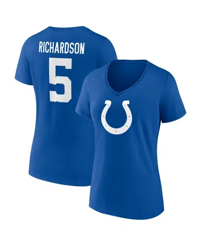 FANATICS WOMEN'S FANATICS ANTHONY RICHARDSON ROYAL INDIANAPOLIS COLTS ICON NAME AND NUMBER V-NECK T-SHIRT