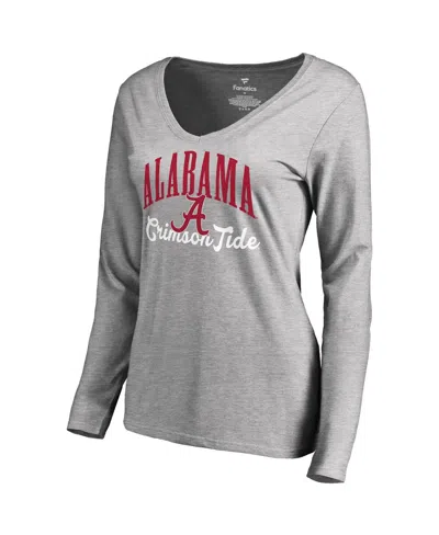 Fanatics Women's  Ash Alabama Crimson Tide Victory Script Long Sleeve T-shirt