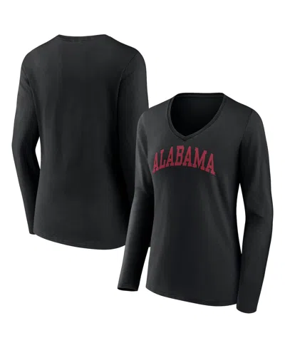 Fanatics Women's  Black Alabama Crimson Tide Basic Arch Long Sleeve V-neck T-shirt