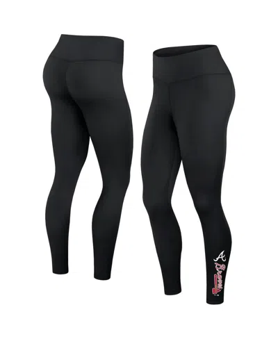 Fanatics Women's  Black Atlanta Braves Wordmark Stack Leggings