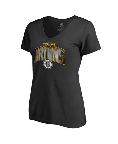 Fanatics Women's  Black Boston Bruins Arch Smoke V-neck T-shirt