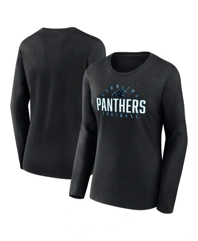 FANATICS WOMEN'S FANATICS BLACK CAROLINA PANTHERS PLUS SIZE FOILED PLAY LONG SLEEVE T-SHIRT
