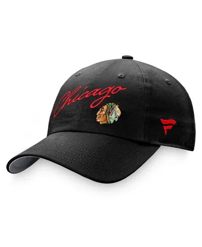 Fanatics Women's  Black Chicago Blackhawks True Classic Retro Script Adjustable Hat