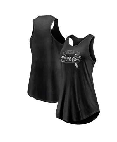 Fanatics Women's  Black Chicago White Sox Simplicity Swing Racerback Scoop Neck Tank Top