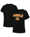 Fanatics Women's  Black Cincinnati Bengals Plus Size Arch Over Logo T-shirt In Black