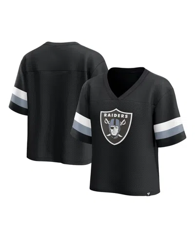 Fanatics Women's  Black Las Vegas Raiders Established Jersey Cropped V-neck T-shirt