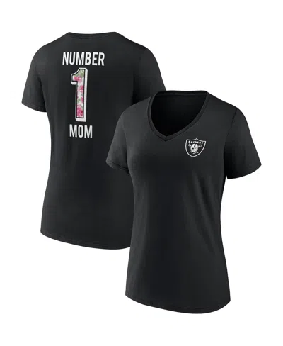 Fanatics Women's  Black Las Vegas Raiders Plus Size Mother's Day #1 Mom V-neck T-shirt
