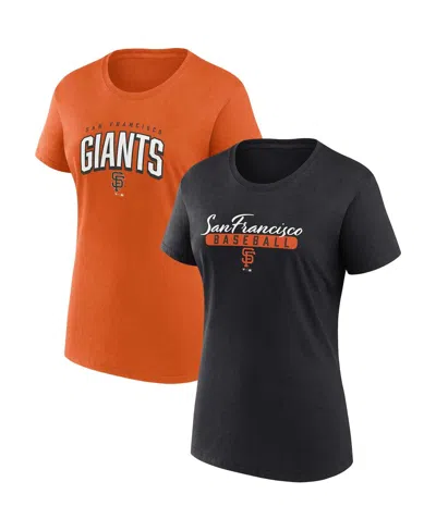 Fanatics Women's  Black, Orange San Francisco Giants Fan T-shirt Combo Set In Black,orange