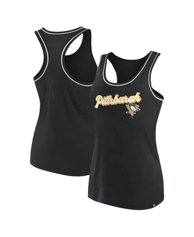 Fanatics Branded Black Pittsburgh Penguins Wordmark Logo Racerback Scoop Neck Tank Top